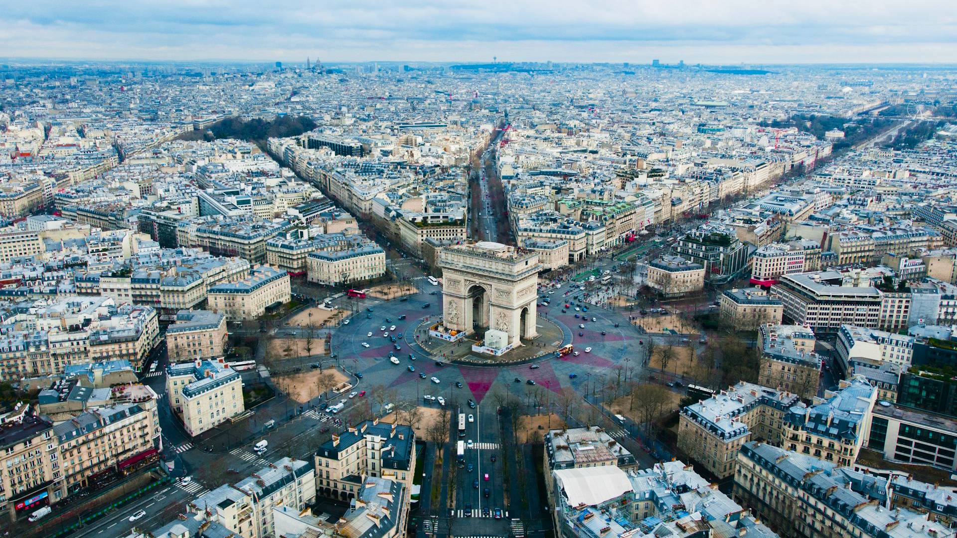 Vista aérea del Arco del Triunfo