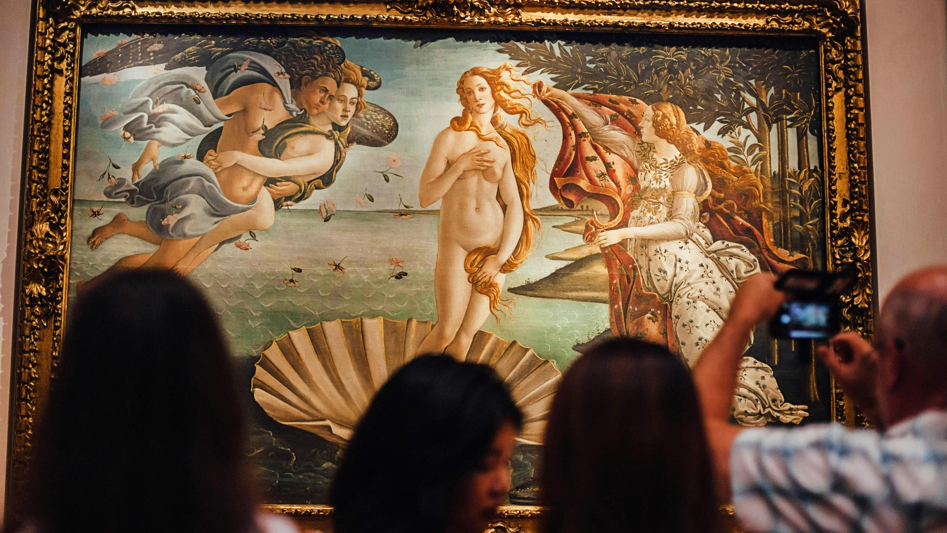Nacimiento de Venus de Botticelli en la Galería Uffizi