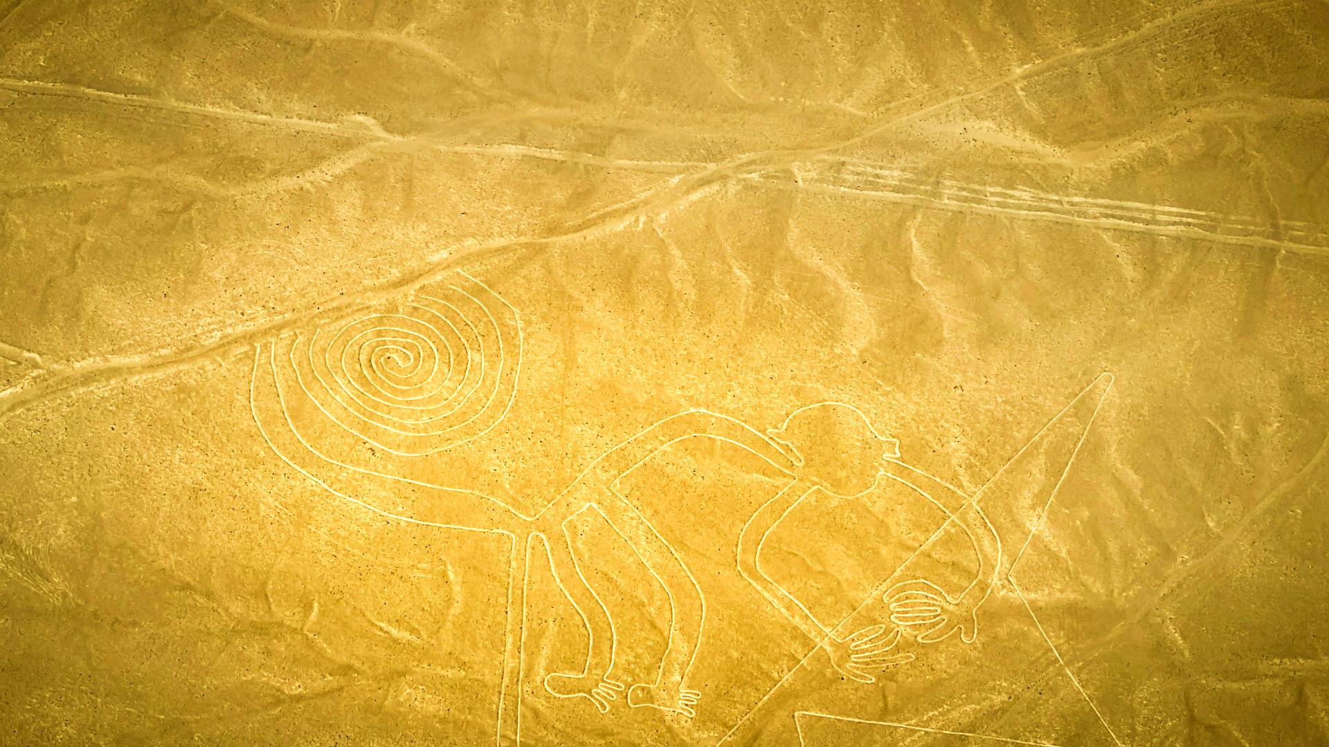 Figura de 'El mono' en las líneas de Nazca