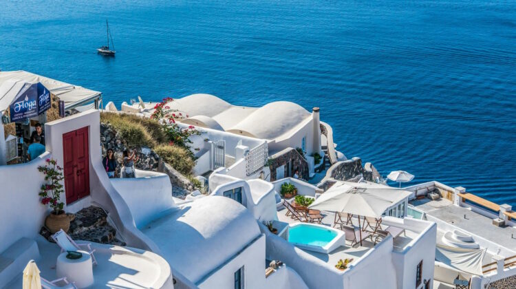 Vistas aéreas de Santorini