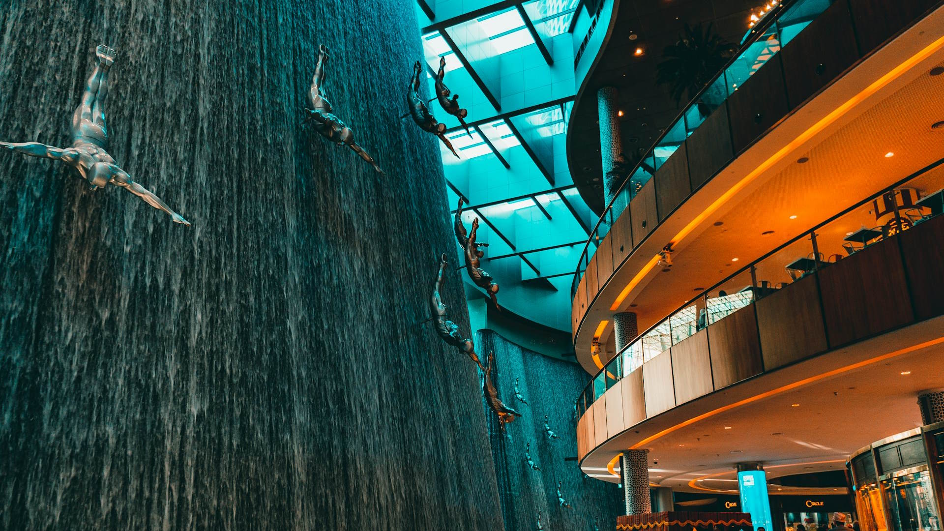 Cascada humana de Dubai Mall Cascada humana de Dubai Mall