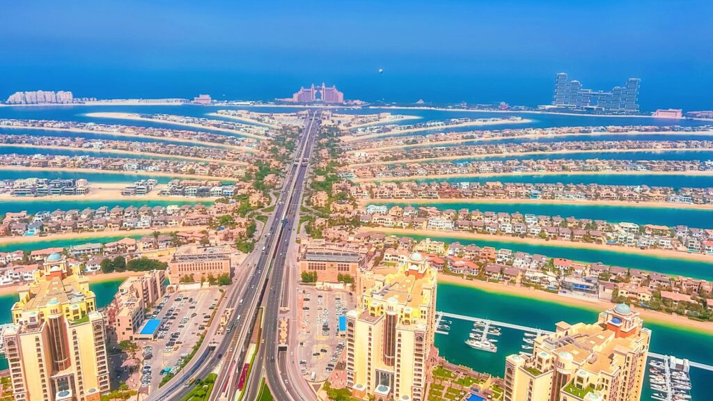 Vista aérea de Palm Jumeirah en Dubái
